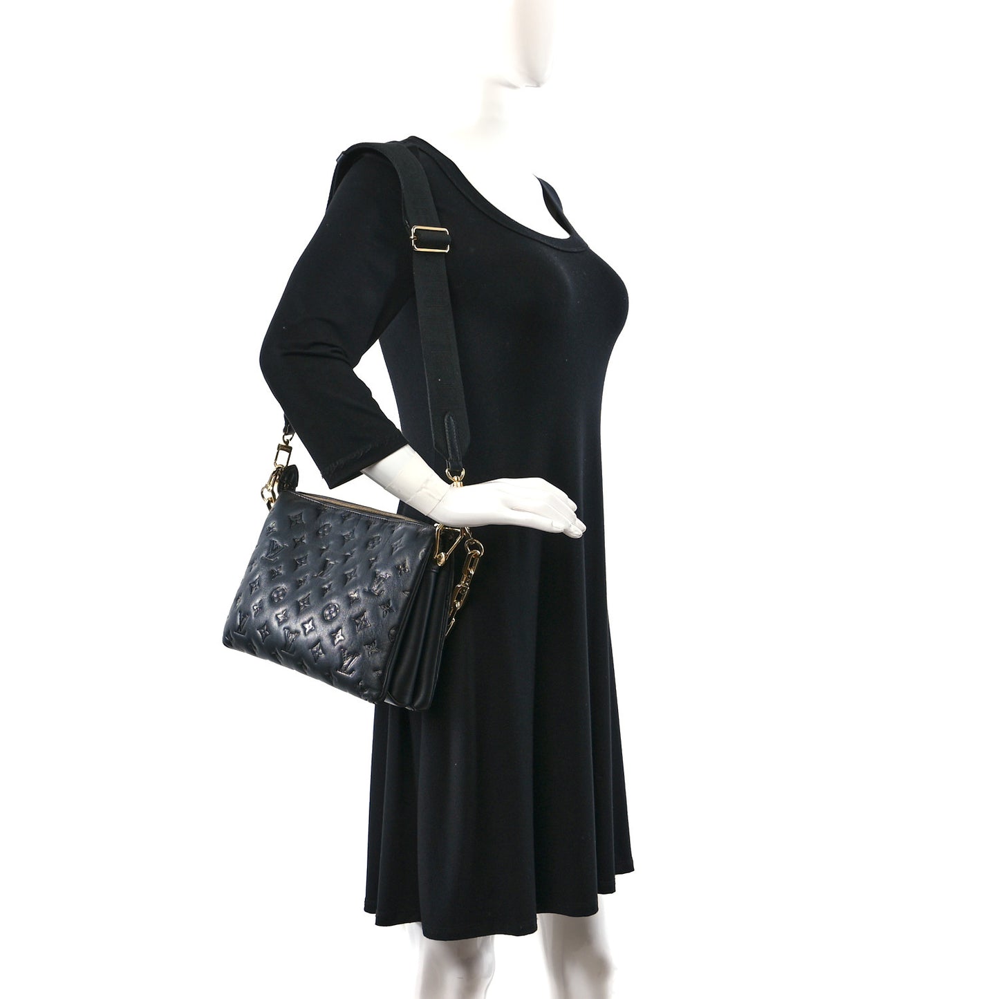 Lambskin Embossed Monogram Coussin PM Black