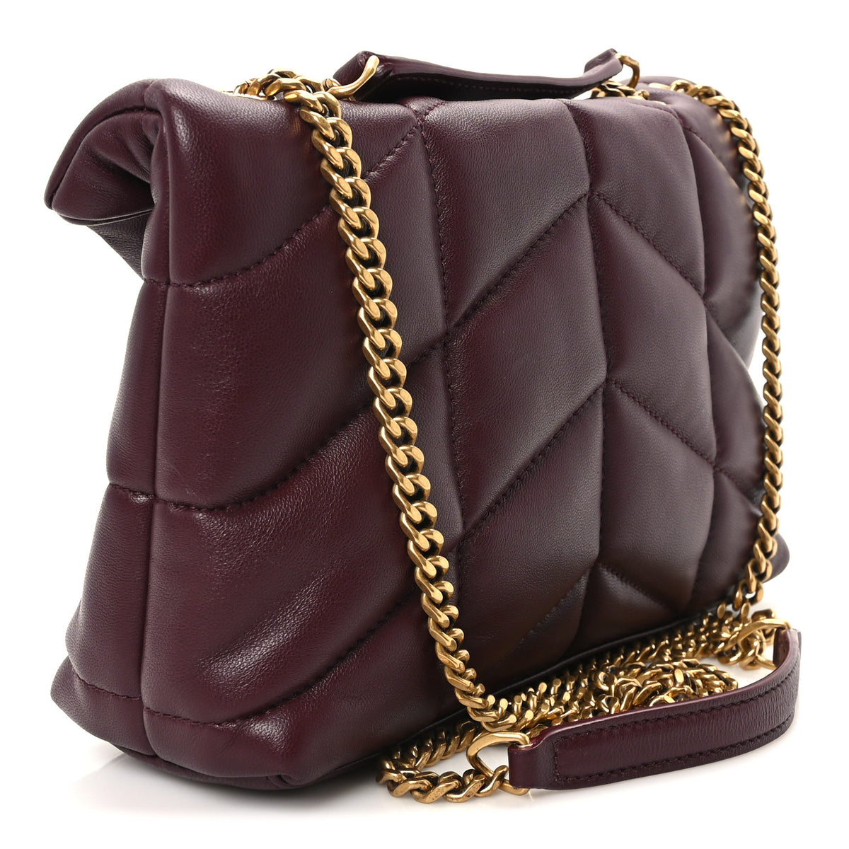 Saint Laurent Lambskin Quilted Toy Loulou Puffer Monogram Chain Satchel Rouge Cabernet 2 of 10