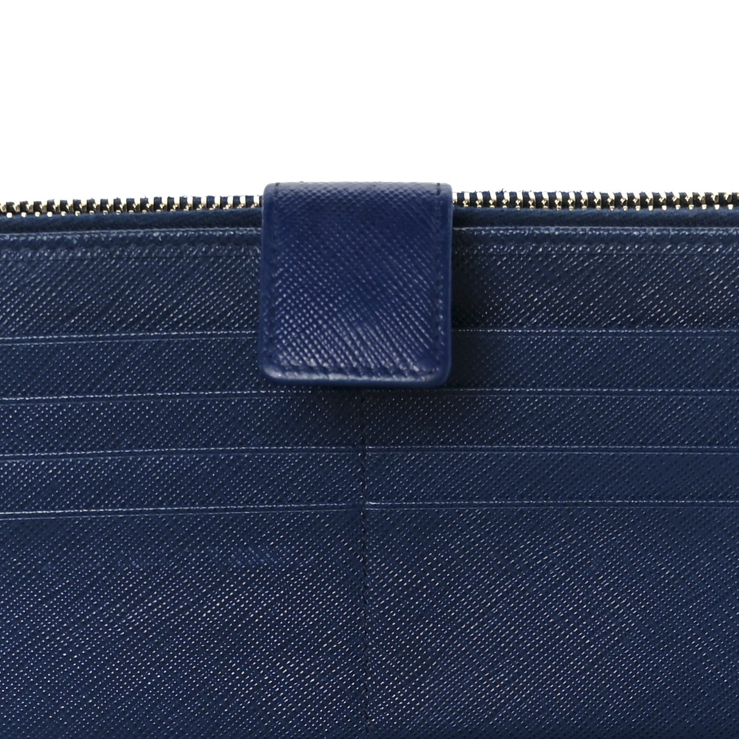 Prada Saffiano Metal Zip Around Wallet Blue 7 of 8