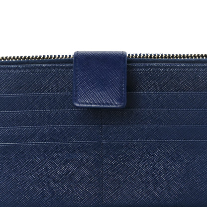 Prada Saffiano Metal Zip Around Wallet Blue 7 of 8