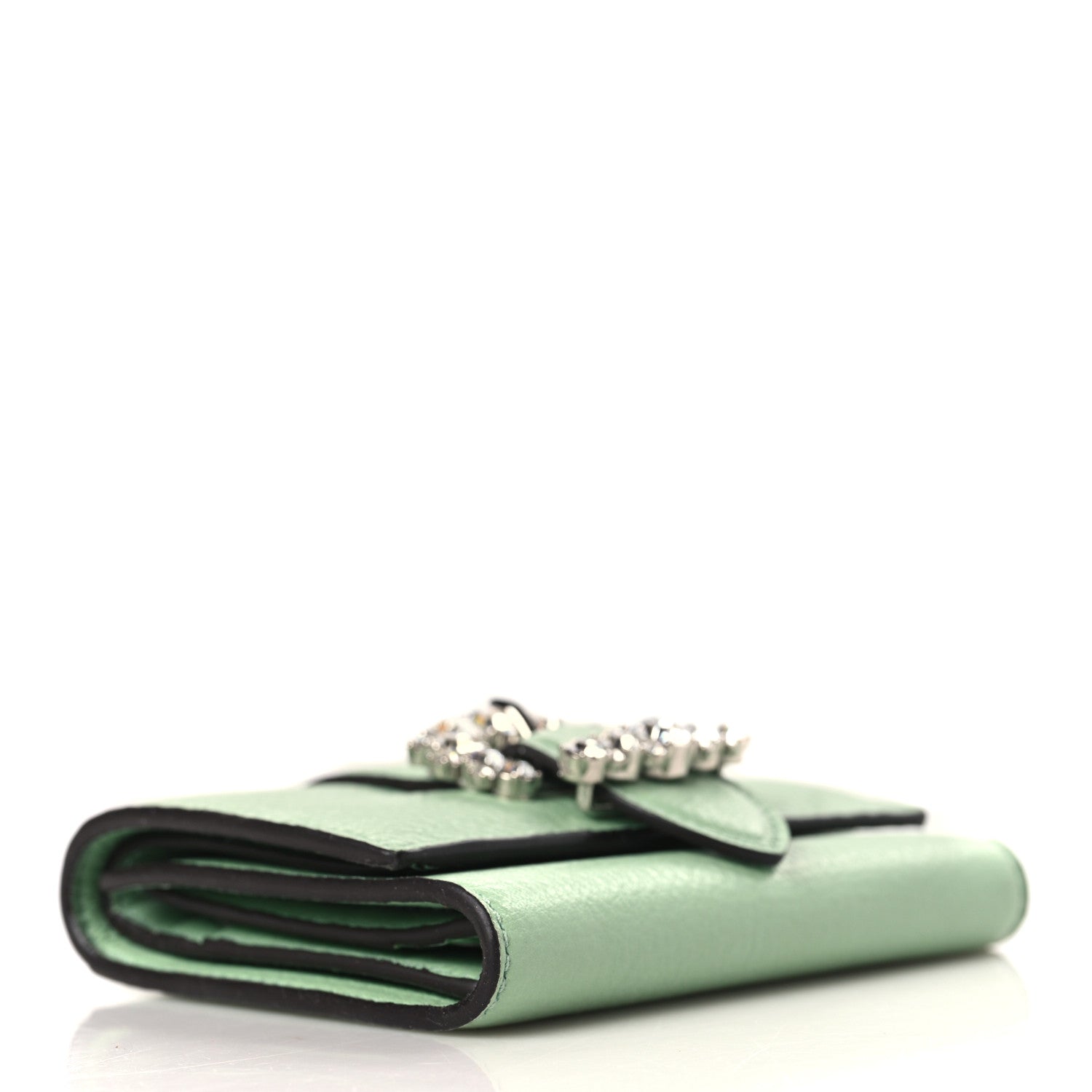 Jimmy Choo Calfskin Crystal Cheri Case Wallet Light Green 4 of 6