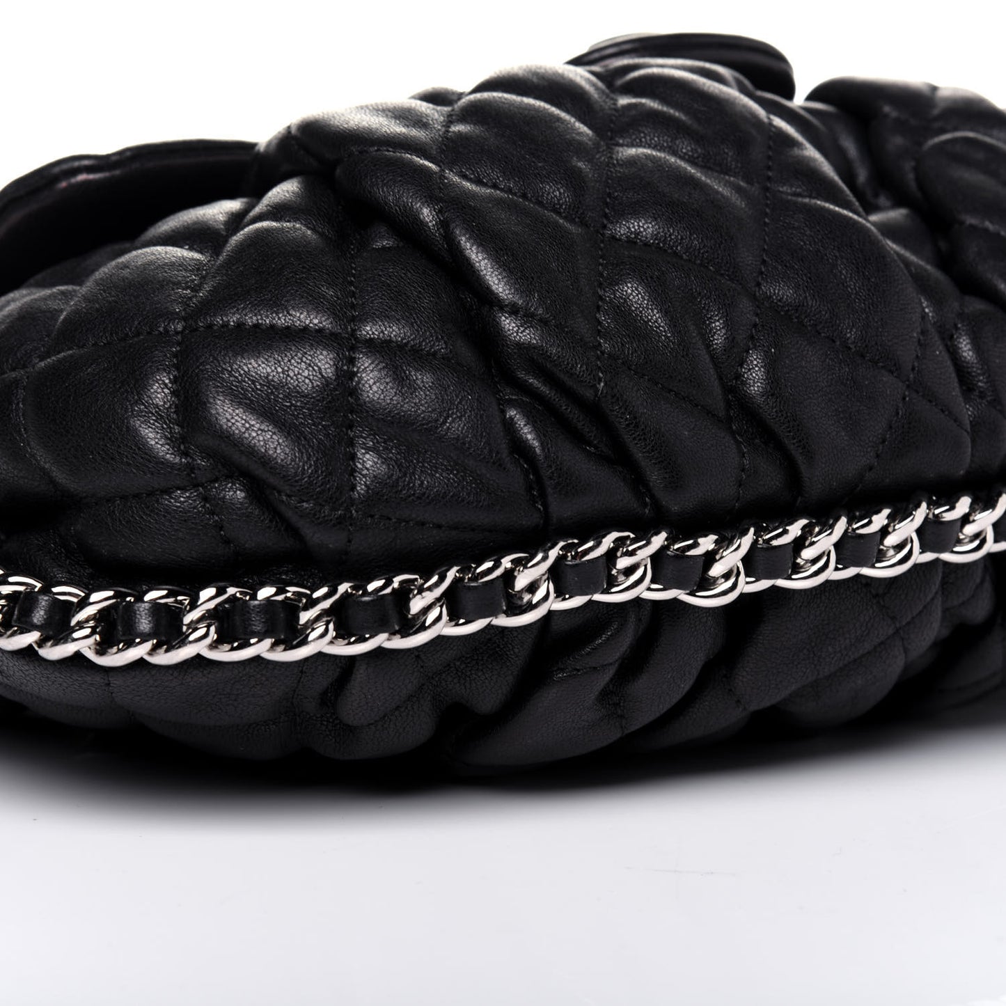 Washed Lambskin Quilted Mini Chain Around Flap Black