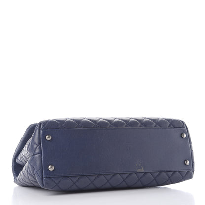 Chanel Caviar Quilted Medium Coco Handle Flap Navy Blue 3 of 9