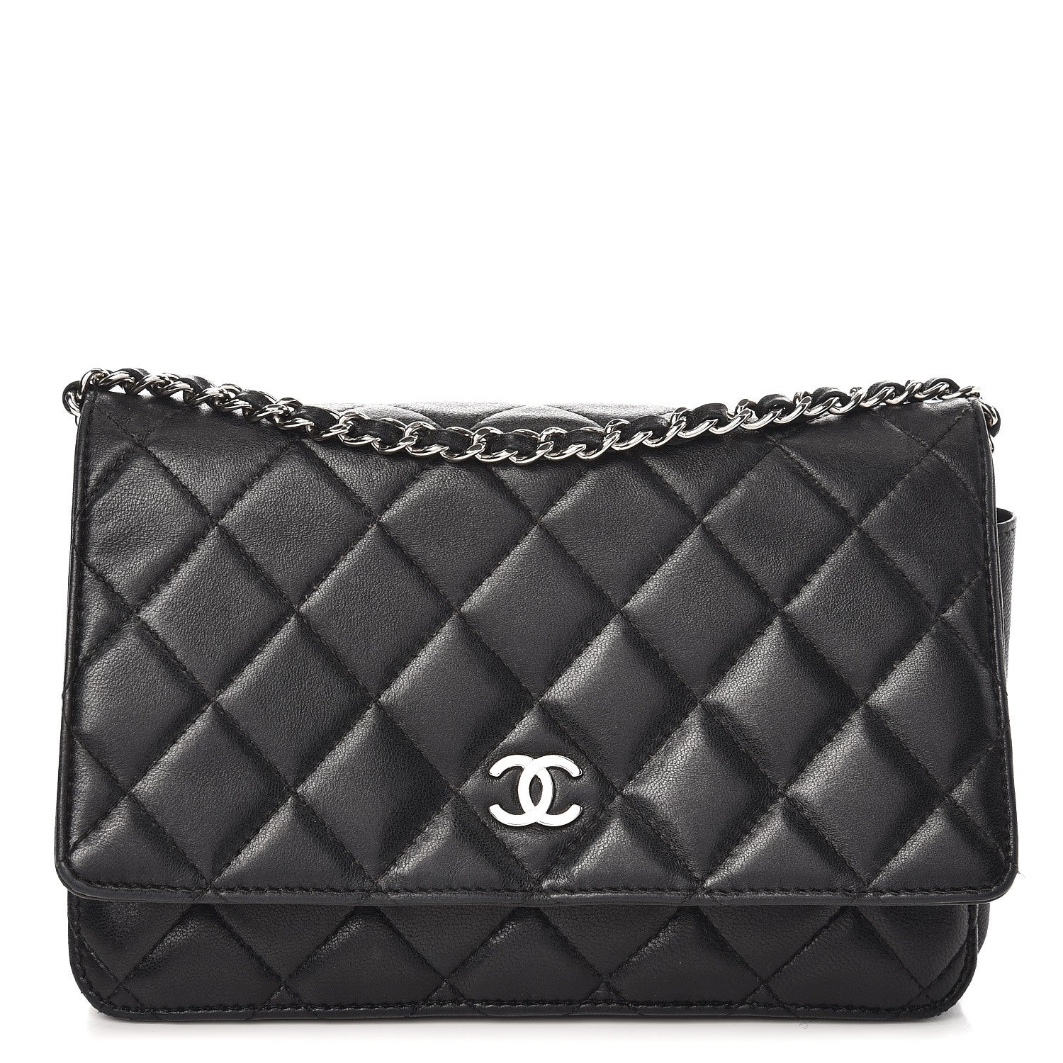 Chanel Lambskin Quilted Wallet On Chain WOC Black 1 of 10