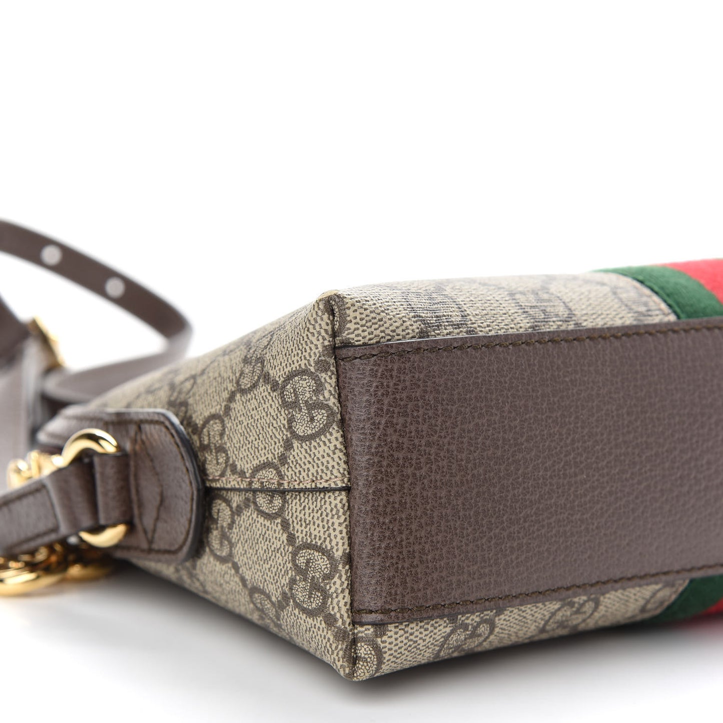 GG Supreme Monogram Textured Dollar Calfskin Web Small Ophidia Dome Shoulder Bag Beige Ebony New Acero