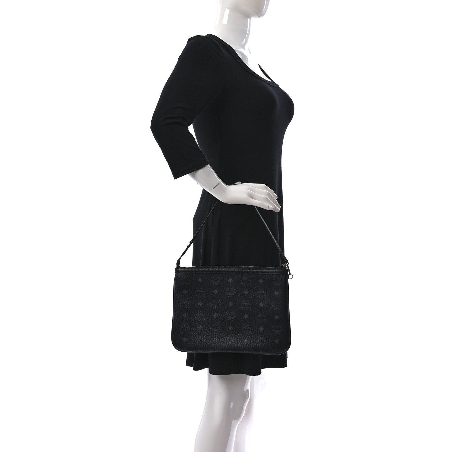 MCM Visetos Liz Shopper Tote Pouch Black 2 of 8