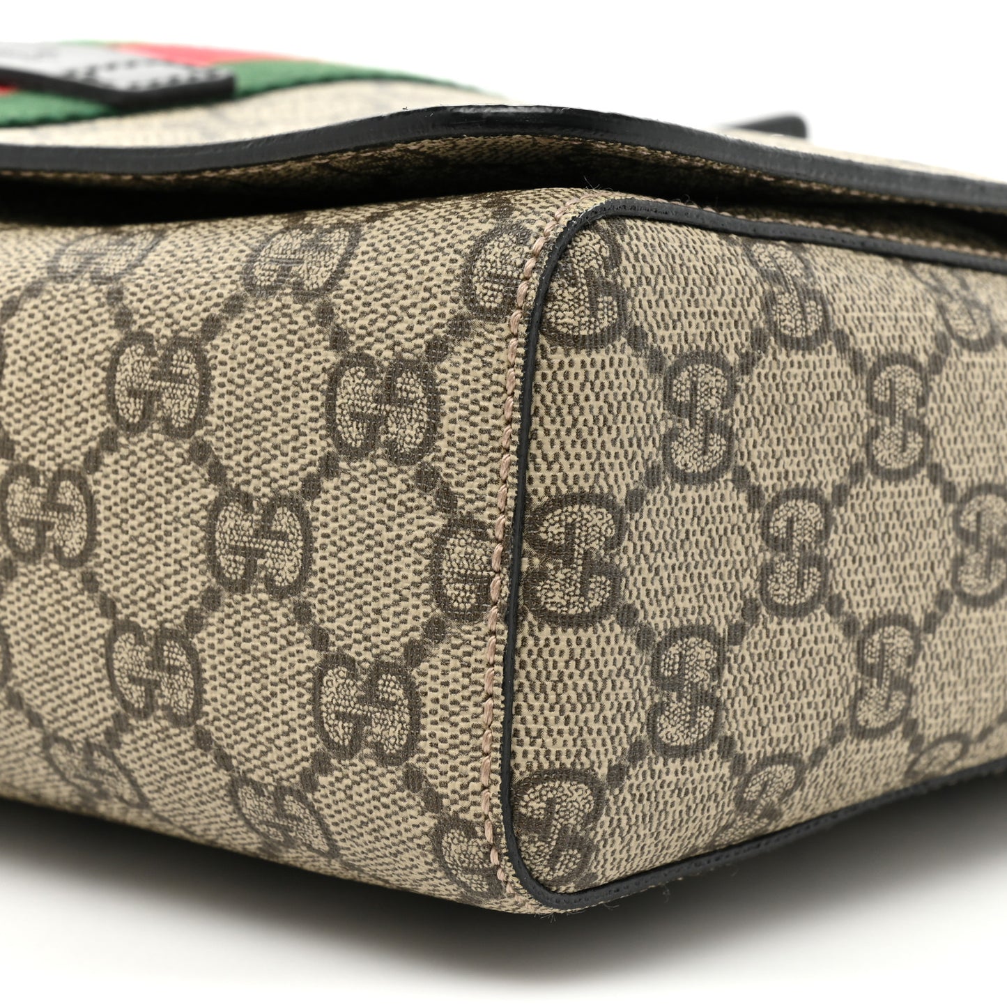 GG Supreme Monogram Web Flap Messenger Bag Black