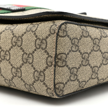 Gucci GG Supreme Monogram Web Flap Messenger Bag Black 7 of 12