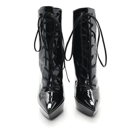 Saint Laurent Vernice Glove Lace Up Platform Boots 39 Black 3 of 9