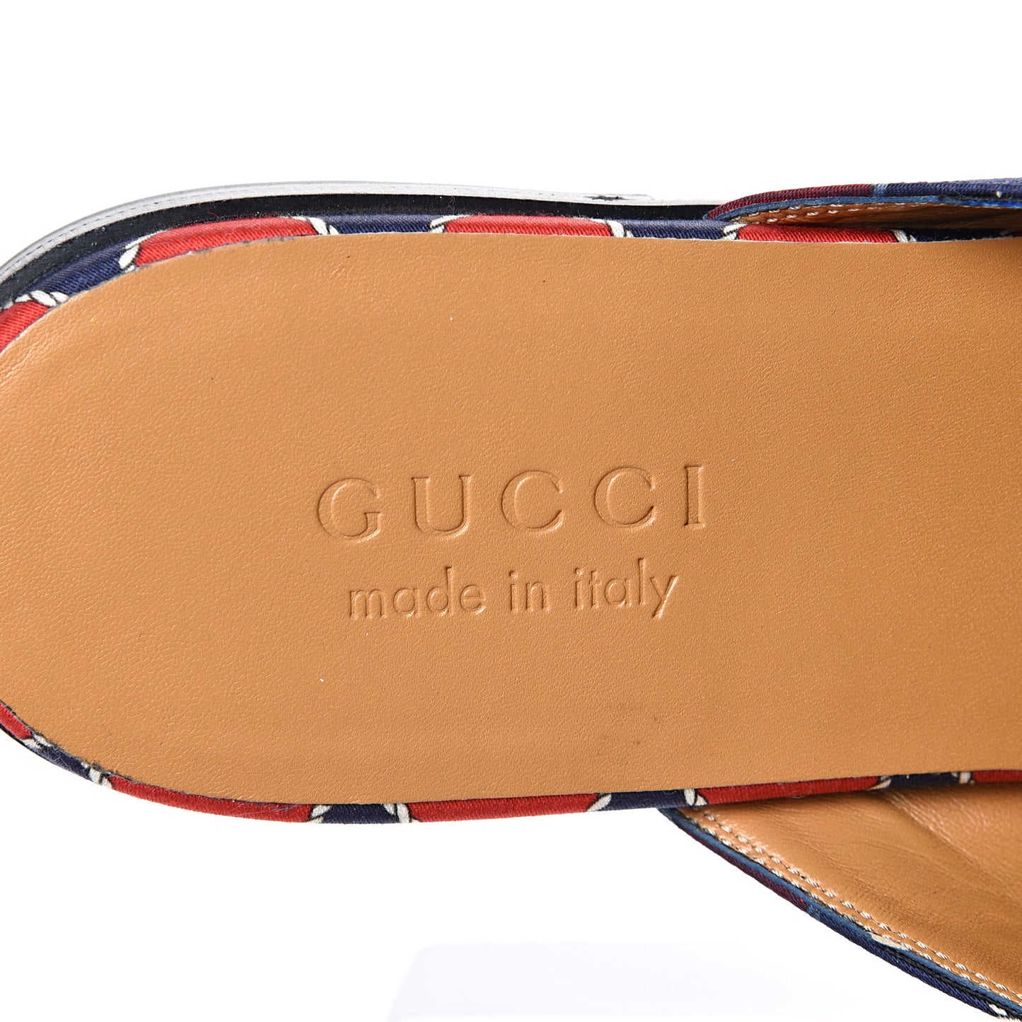 Mini GG Rhombus Chain Mens Princetown Slippers 8 Royal Bleuett Red