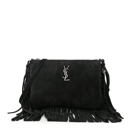 Saint Laurent Suede Calfskin Small Fringe Crossbody Bag Black 1 of 11