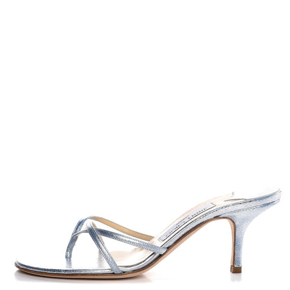Jimmy Choo Metallic Calfskin Sandals 38 Silver 1 of 11