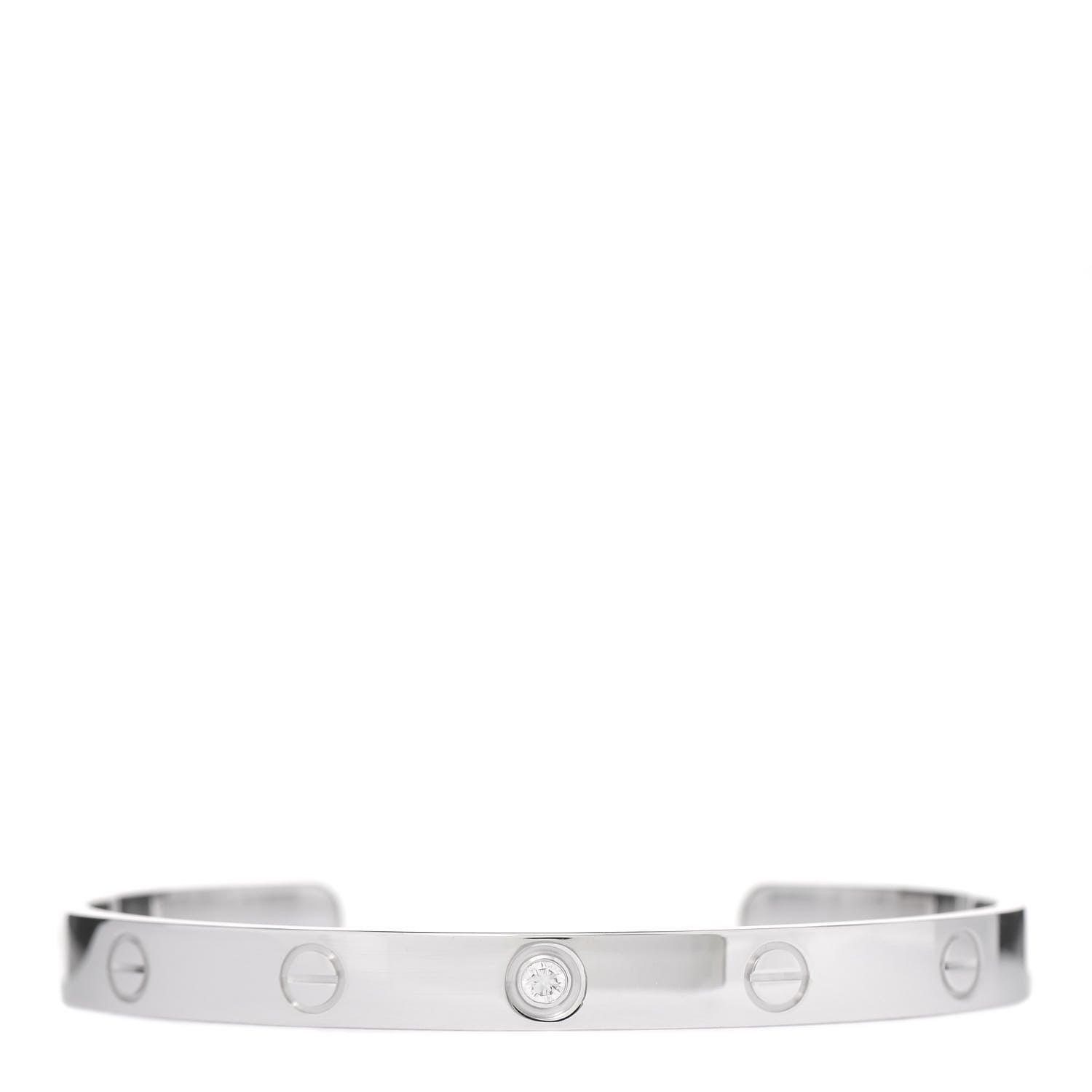 Cartier 18K White Gold 1 Diamond LOVE Cuff Bracelet 18 1 of 5