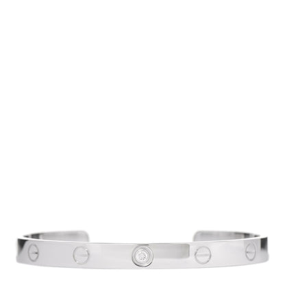 Cartier 18K White Gold 1 Diamond LOVE Cuff Bracelet 18 1 of 5
