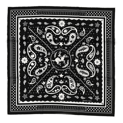 Hermes Silk Le Rodeo Des Fruits Bandana Scarf 55 Black White 1 of 5
