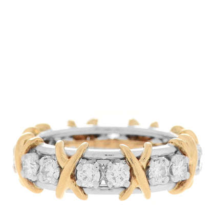 Tiffany 18K Yellow Gold Platinum Diamond Schlumberger Sixteen Stone Ring 50 5.25 3 of 6