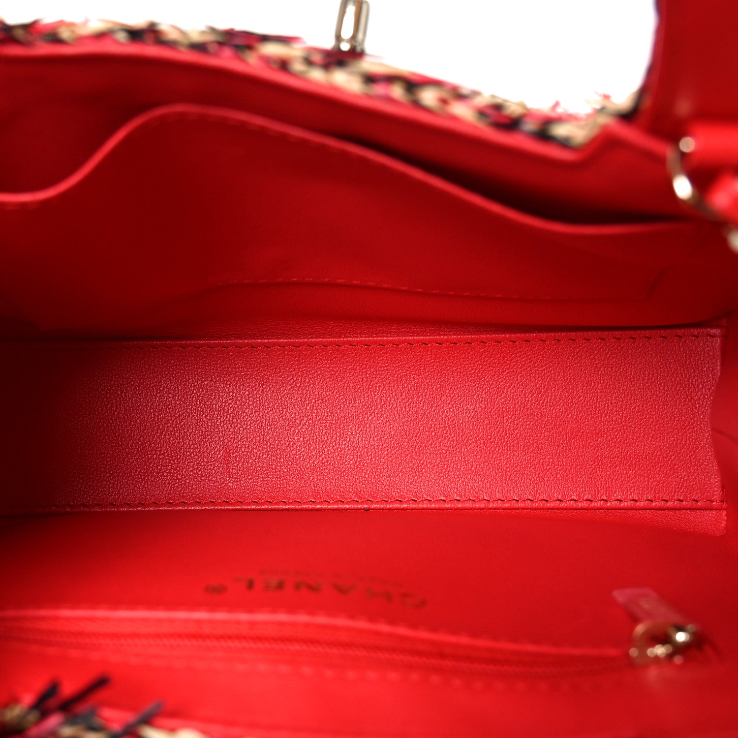 Chanel Raffia Fringe Nano Kelly Shopper Red Beige Black 5 of 11