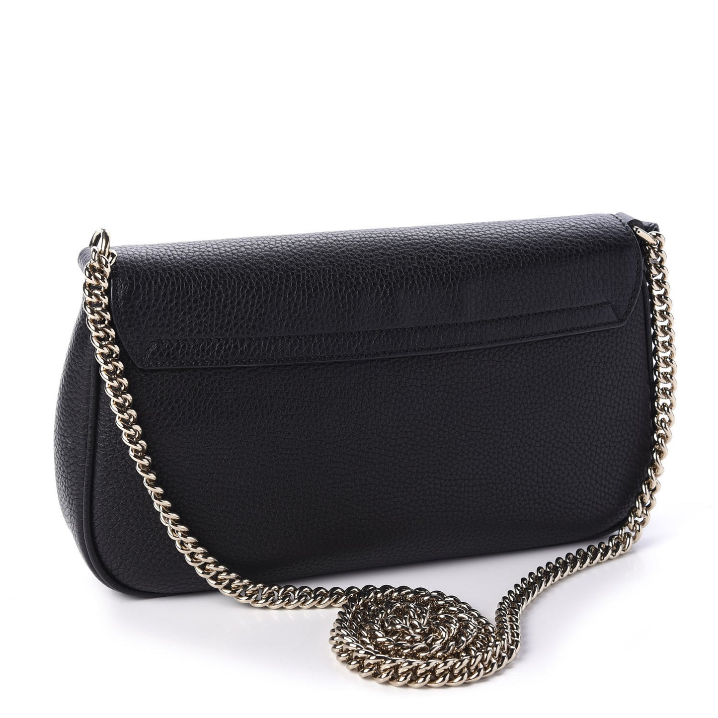 Pebbled Calfskin Medium Soho Flap Crossbody Black