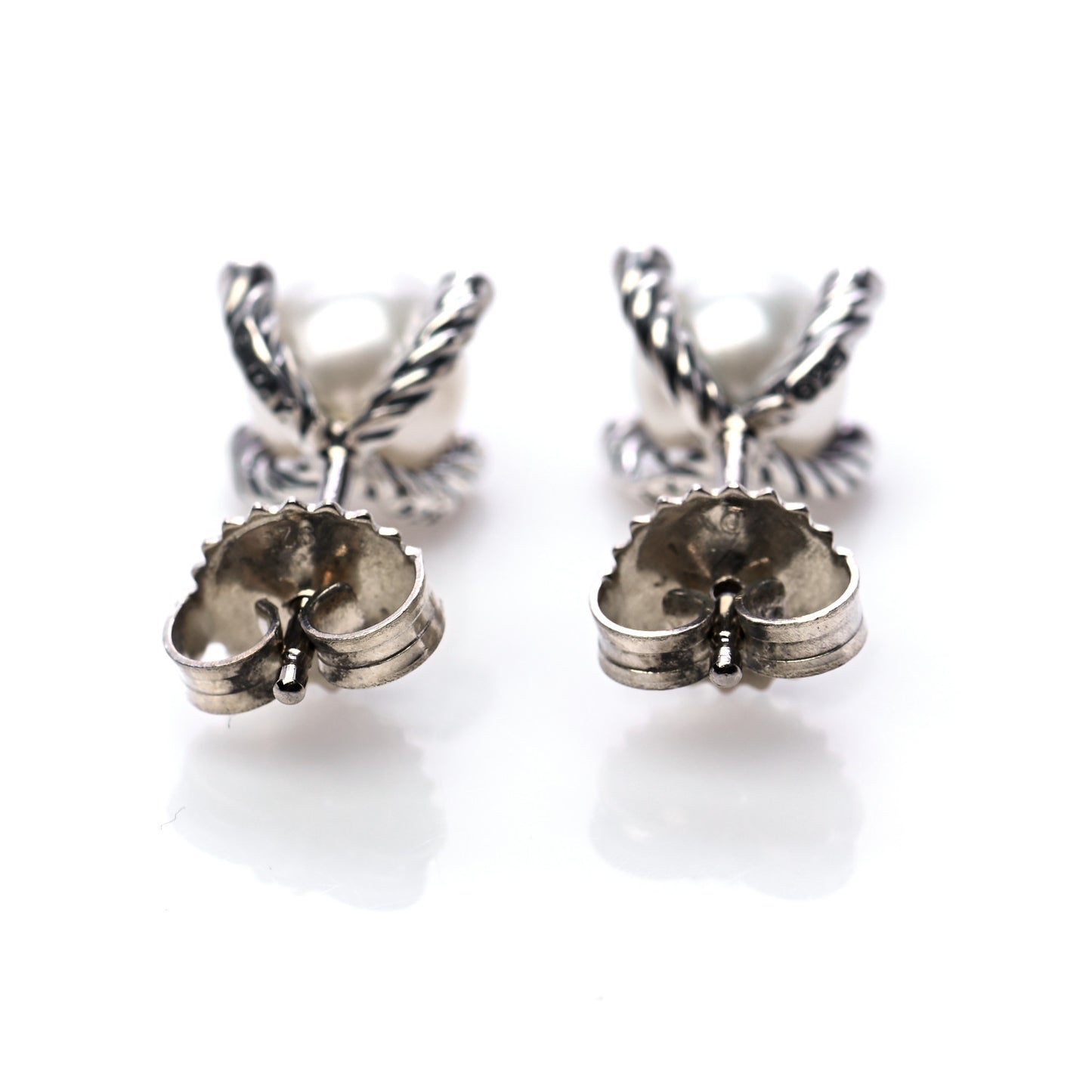 Sterling Silver Diamond Pearl 7mm Earrings