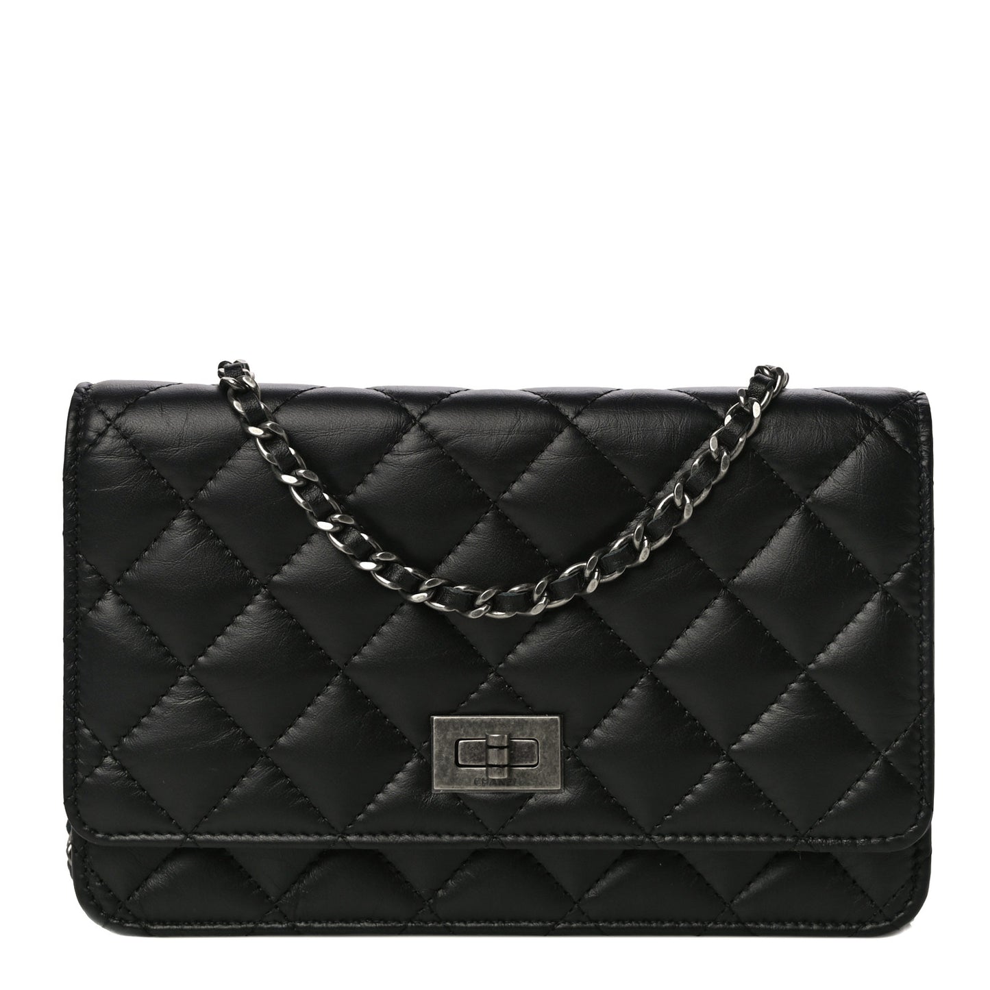 Aged Calfskin Quilted Reissue Wallet On Chain WOC Black