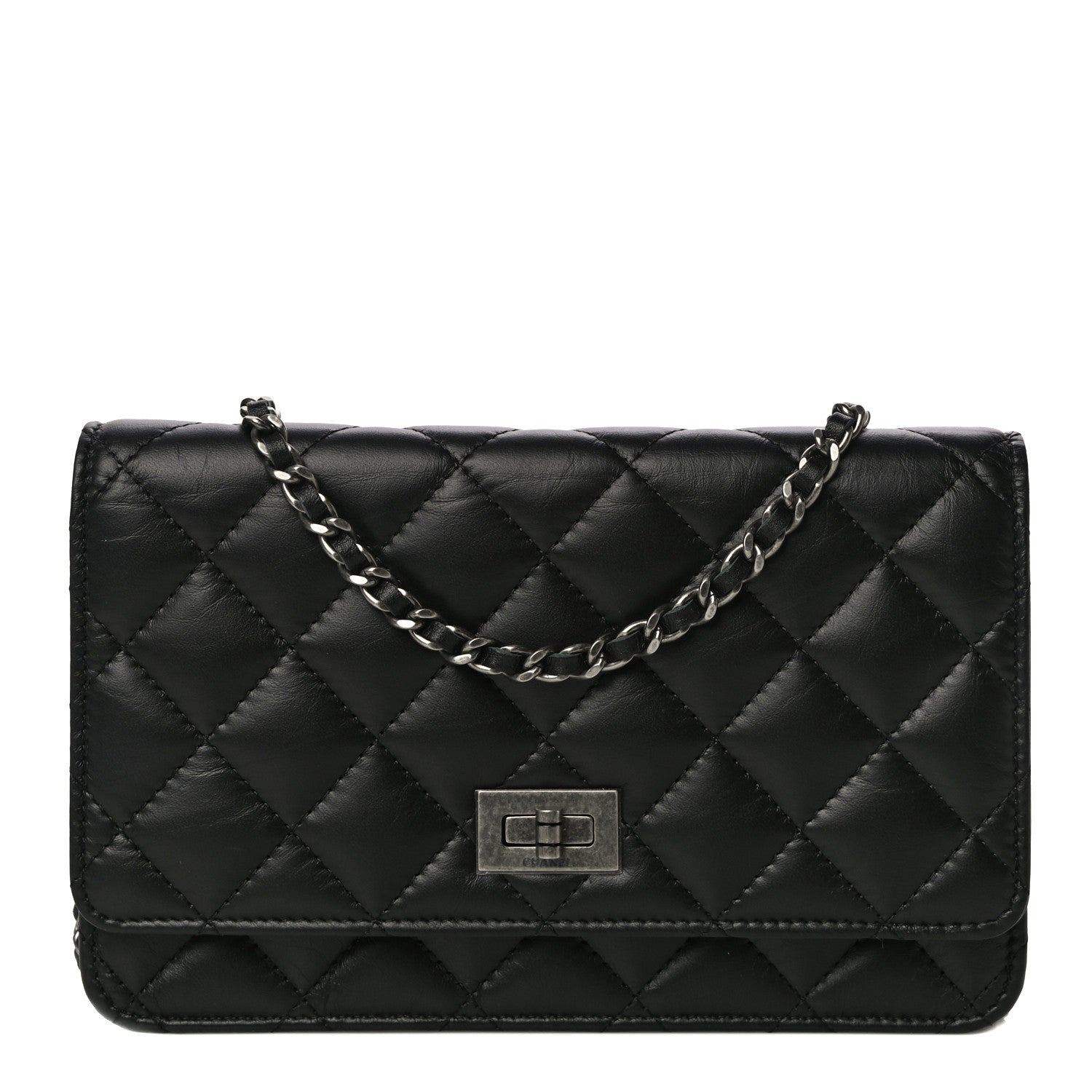 Chanel Aged Calfskin Quilted Reissue Wallet On Chain WOC Black 1 of 13