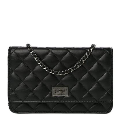 Chanel Aged Calfskin Quilted Reissue Wallet On Chain WOC Black 1 of 13