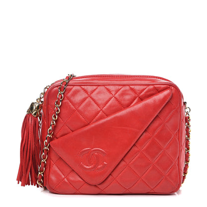 Chanel Lambskin Quilted Flap Tassel Camera Case Red 1 of 15