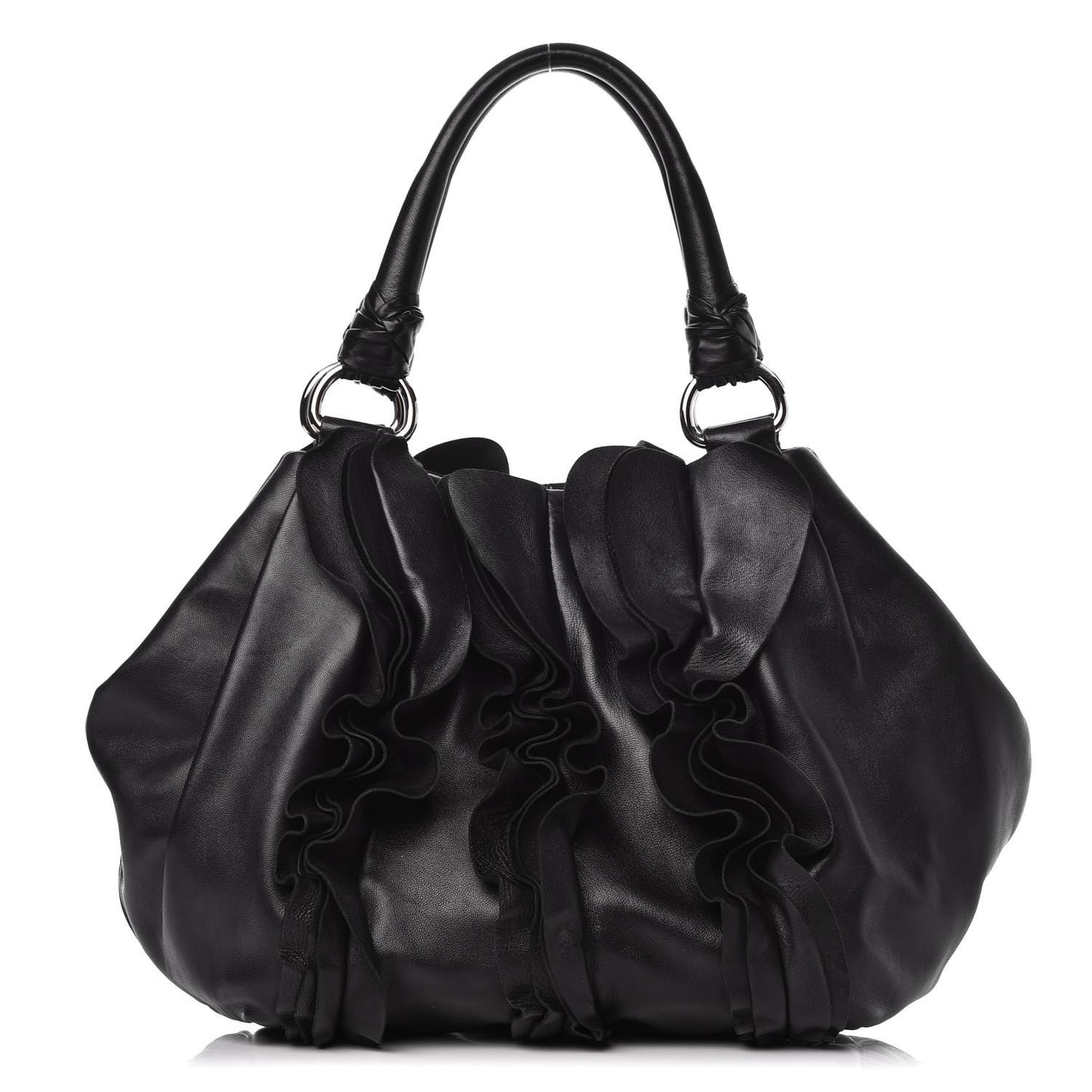 Nappa Ruffle Bag Black