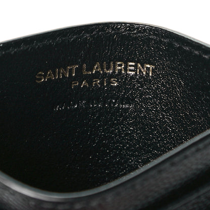 Saint Laurent Grain De Poudre Matelasse Chevron Monogram Credit Card Case Black 6 of 8