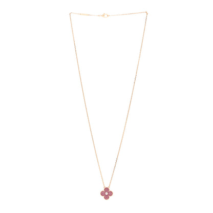 Van Cleef & Arpels 18K Rose Gold Diamond Rhodonite Vintage Alhambra Pendant Necklace 3 of 5