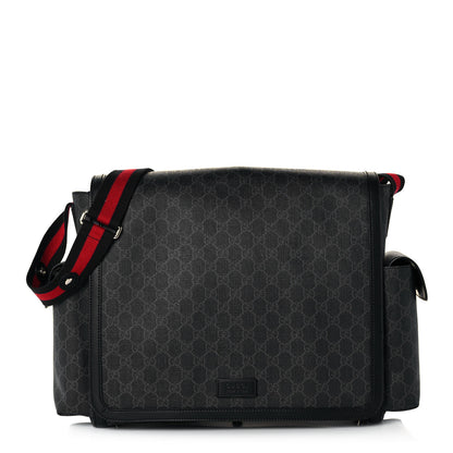 Gucci GG Supreme Monogram Web Messenger Diaper Bag Black Grey 1 of 15