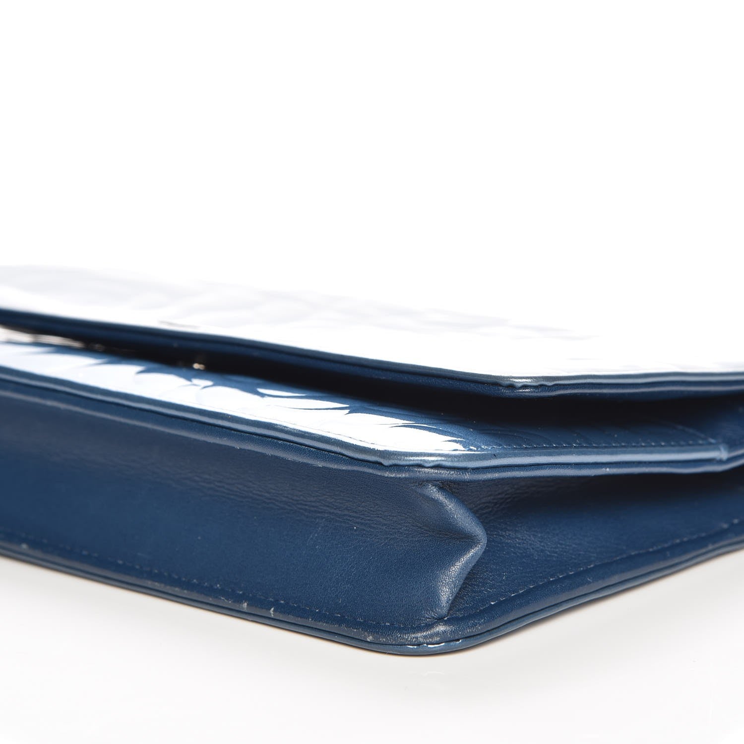 Chanel Patent Camellia Wallet on Chain WOC Blue 12 of 13