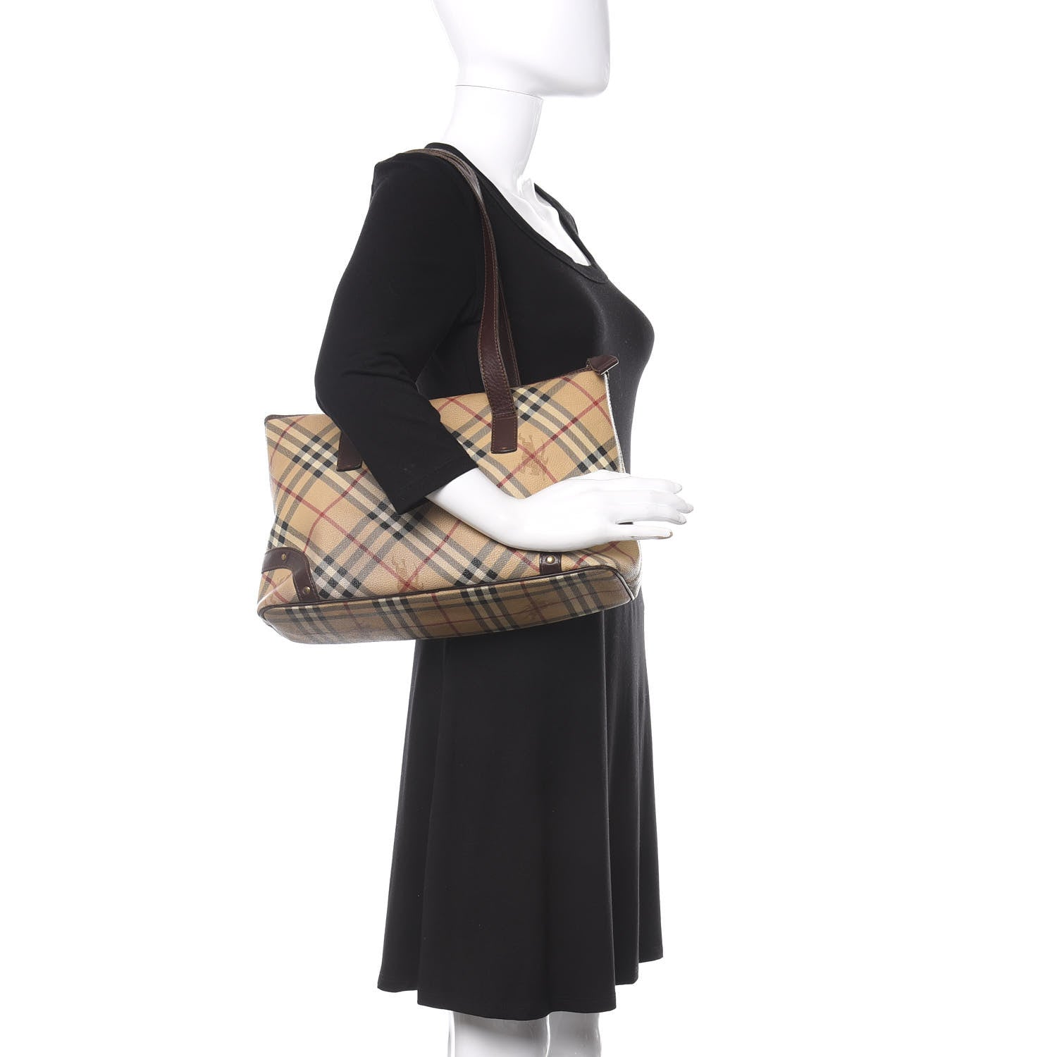 Burberry Haymarket Check Studded Tote Bag Chocolate 2 of 20