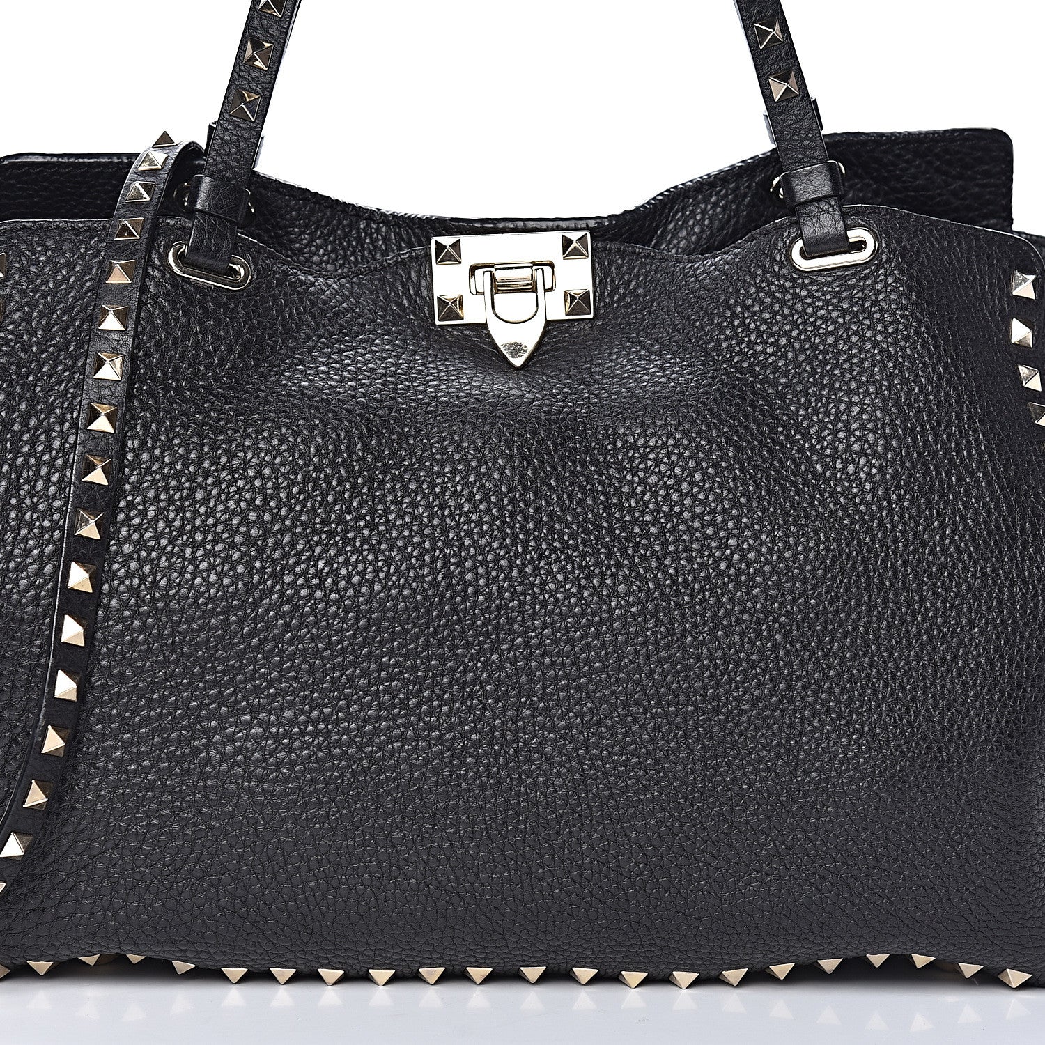 Valentino Garavani Pebbled Calfskin Medium Rockstud Tote Black 23 of 23