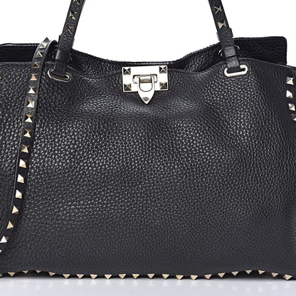 Valentino Garavani Pebbled Calfskin Medium Rockstud Tote Black 23 of 23