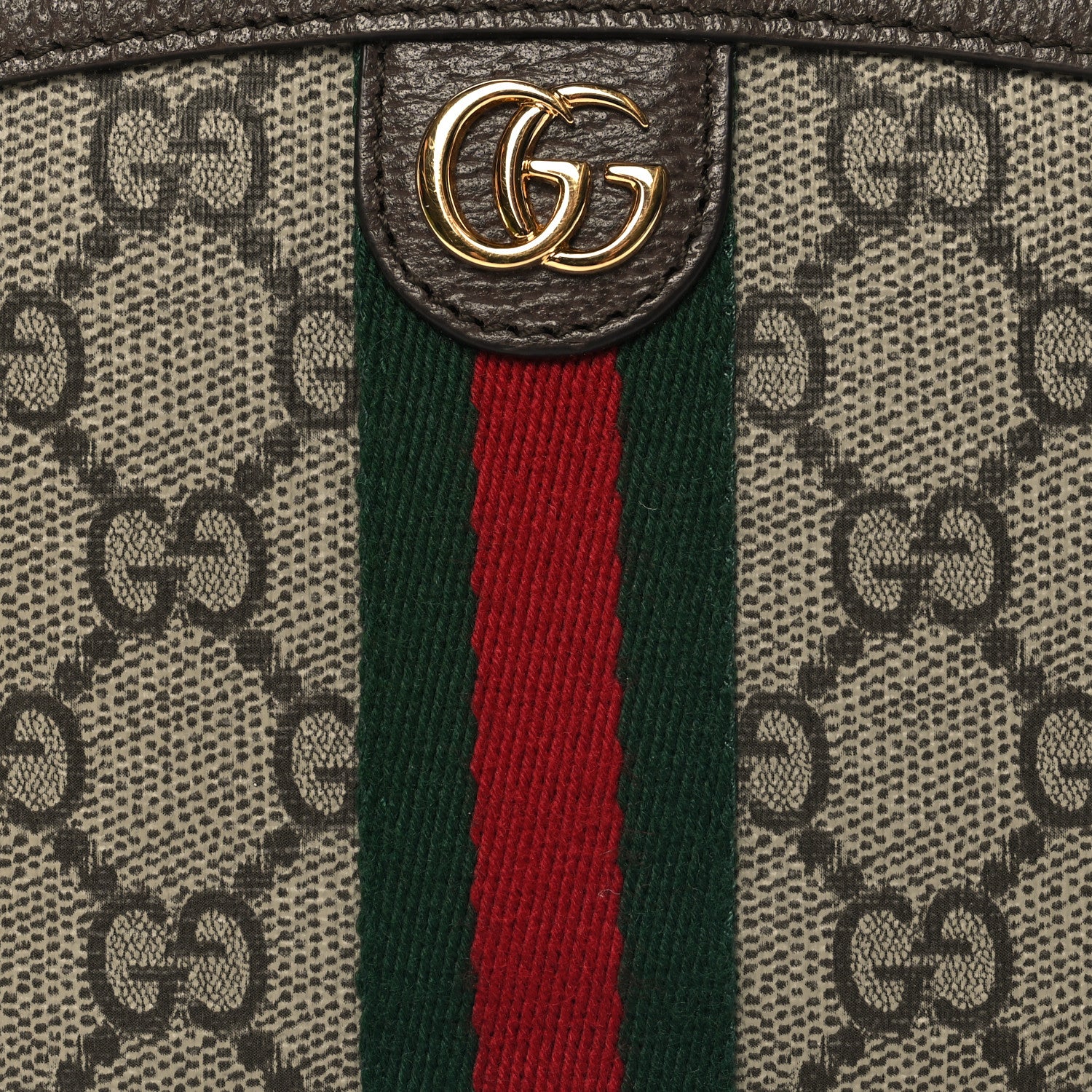 Gucci GG Supreme Monogram Textured Calfskin Web Medium Ophidia Cosmetic Case Beige Ebony New Acero 8 of 11