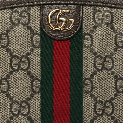 Gucci GG Supreme Monogram Textured Calfskin Web Medium Ophidia Cosmetic Case Beige Ebony New Acero 8 of 11