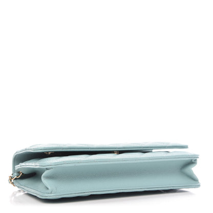 Chanel Caviar Quilted Wallet On Chain WOC Light Blue 4 of 12