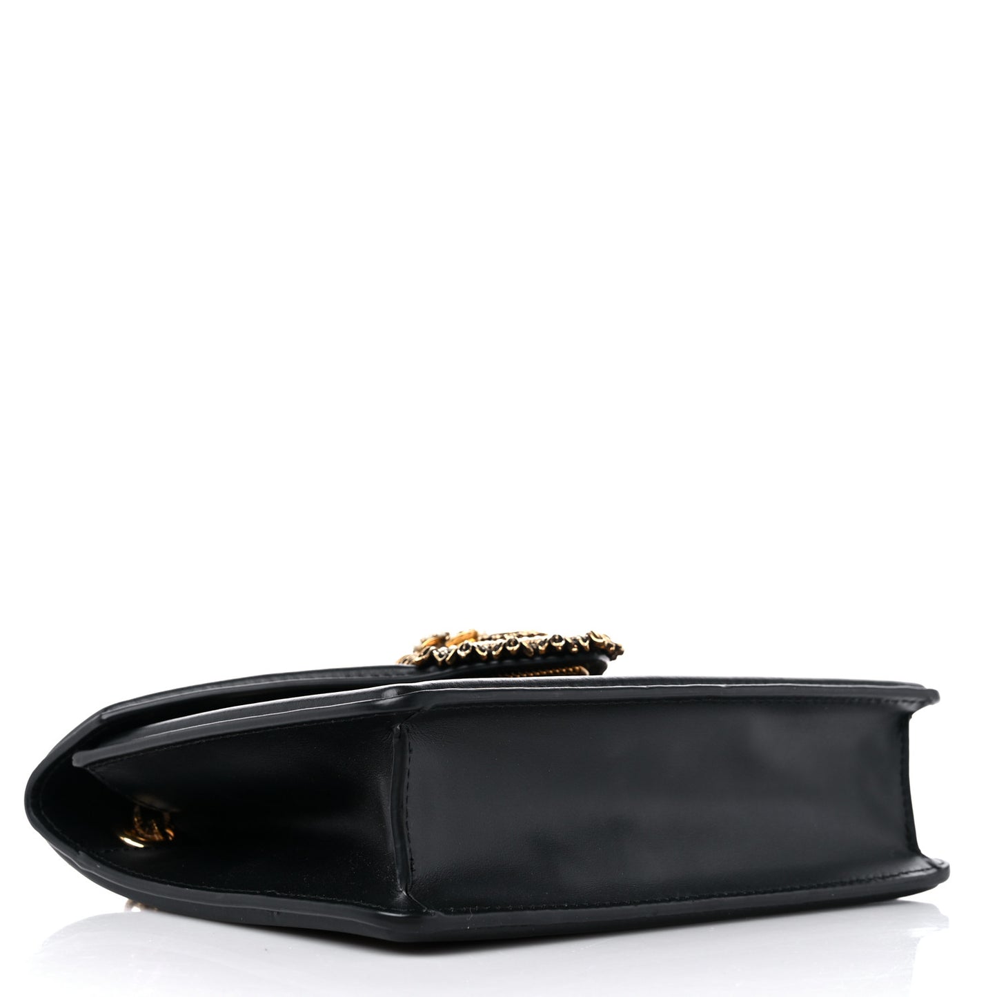 DOLCE &amp; GABBANA Jacquard Leopard Print Smooth Calfskin Medium Devotion Crossbody Bag Black