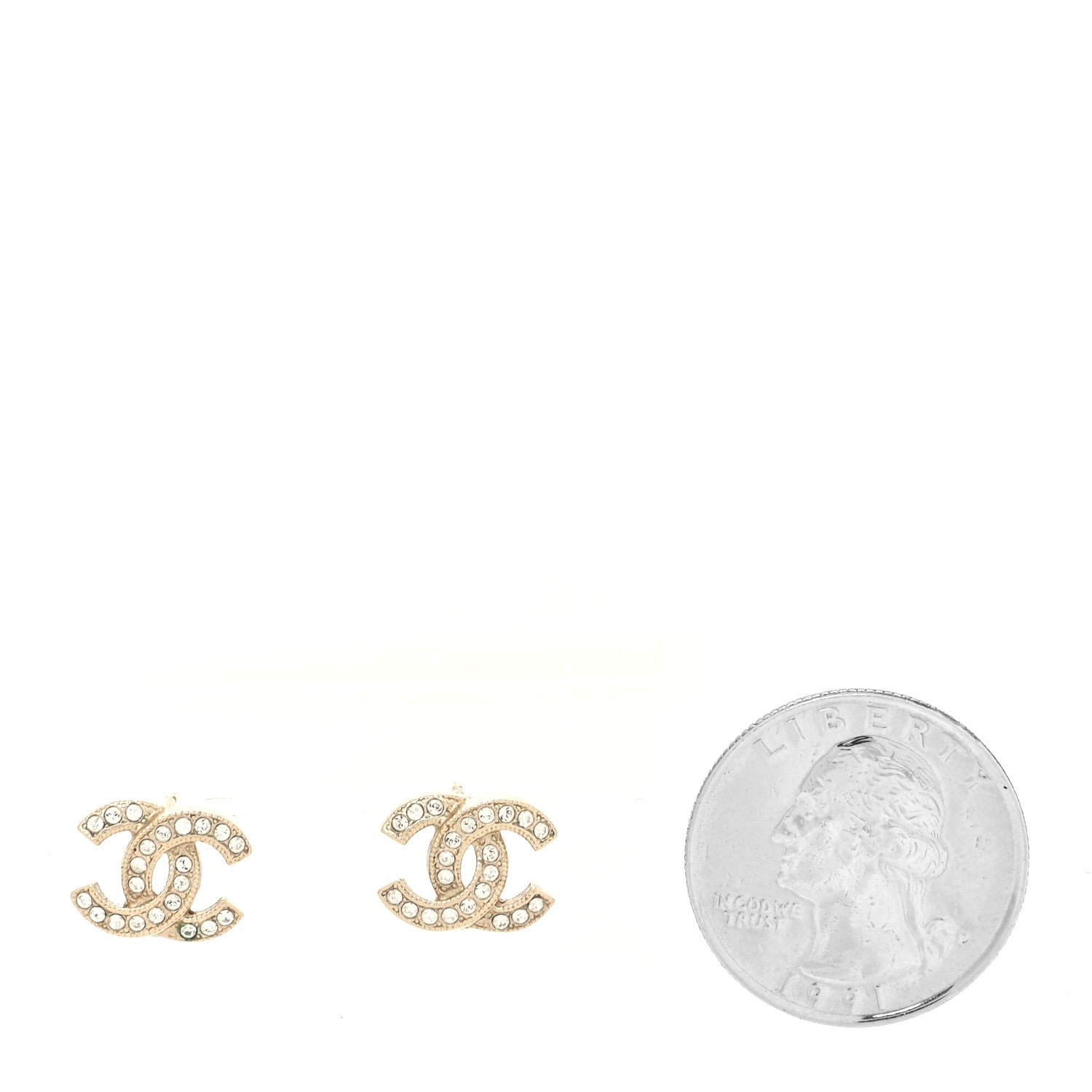 Chanel Crystal CC Earrings Light Gold 2 of 4