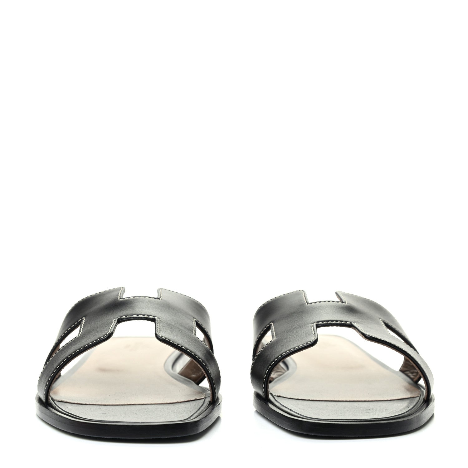 Hermes Box Calfskin Oran Sandals 41 Black 2 of 8