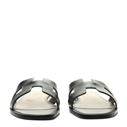 Hermes Box Calfskin Oran Sandals 41 Black 2 of 8