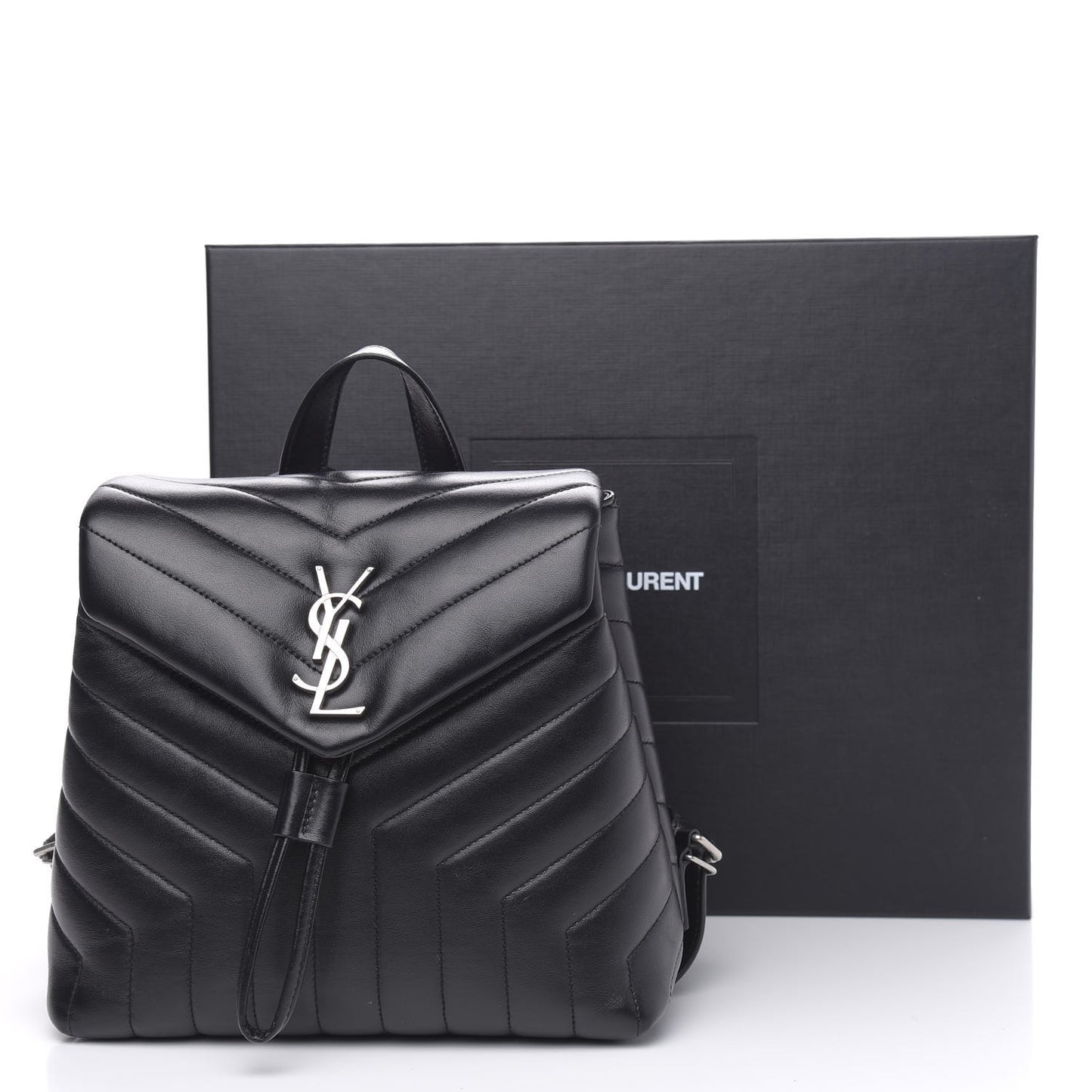 Calfskin Y Quilted Monogram Small Loulou Backpack Black