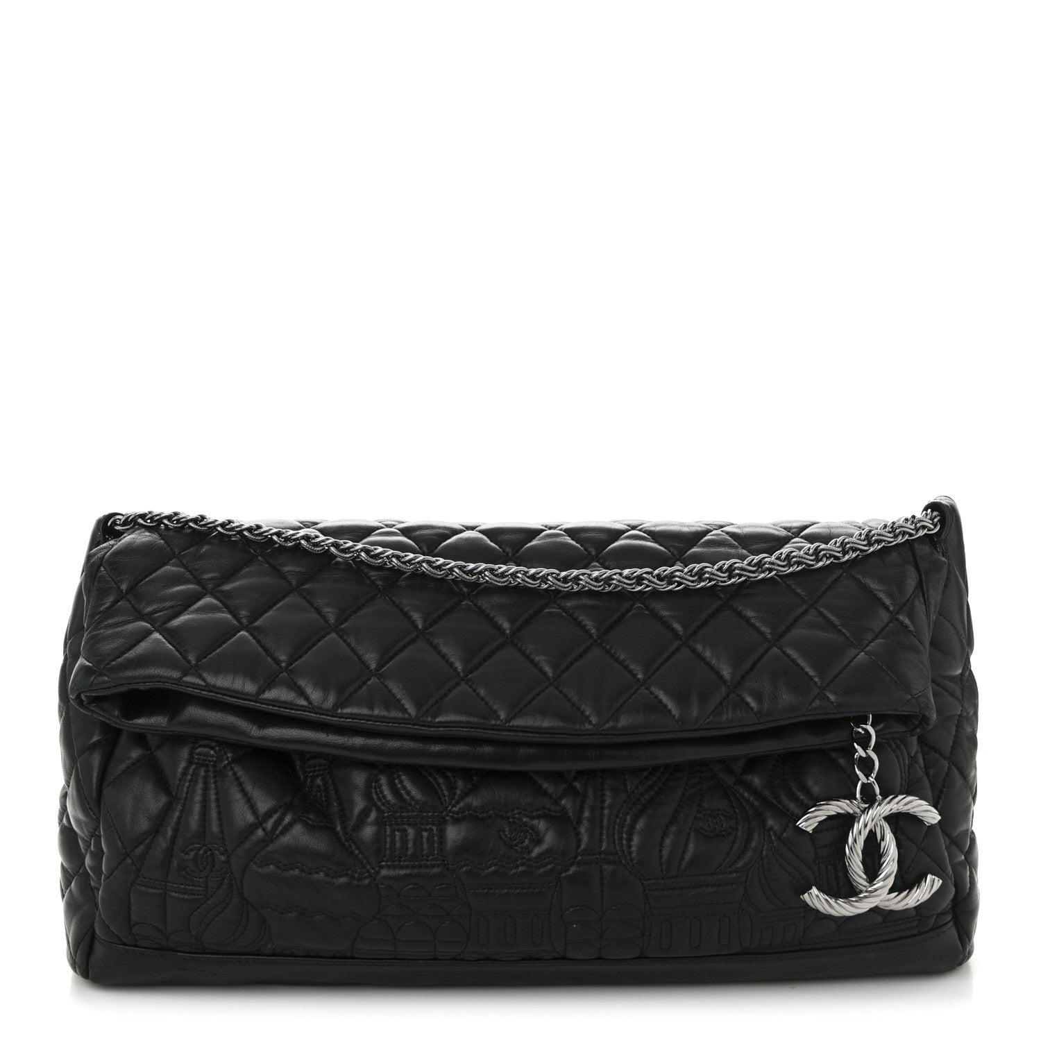 Chanel Lambskin Quilted Large Paris Moscou Red Square Bag Black 1 of 10