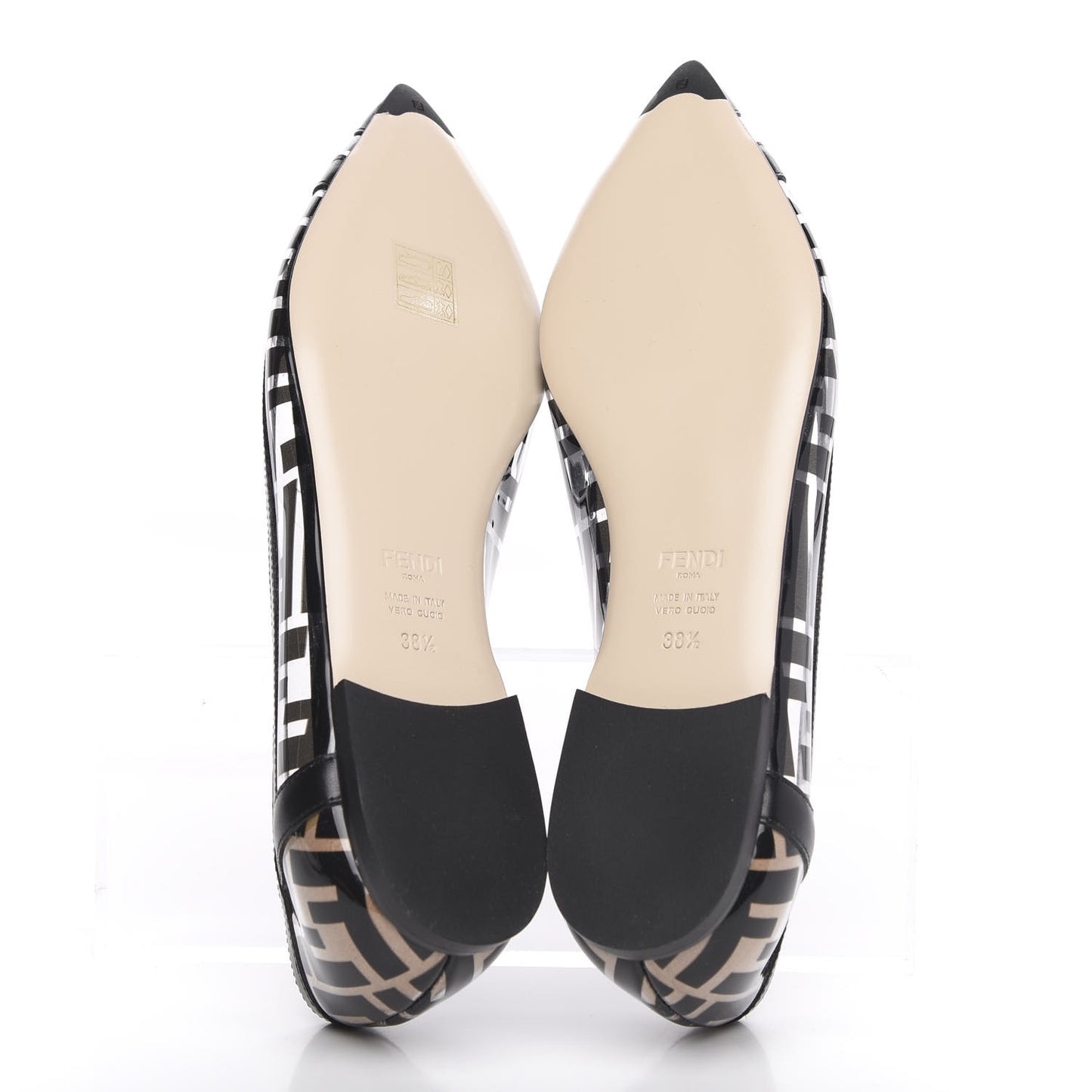 PVC Calfskin FF Colibri Ballerina Flats 38.5 Black