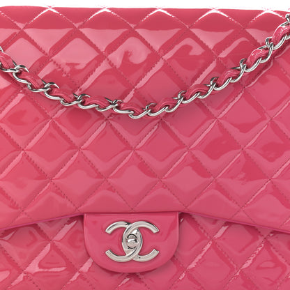 Chanel Patent Calfskin Quilted Maxi Double Flap Fuchsia 7 of 9