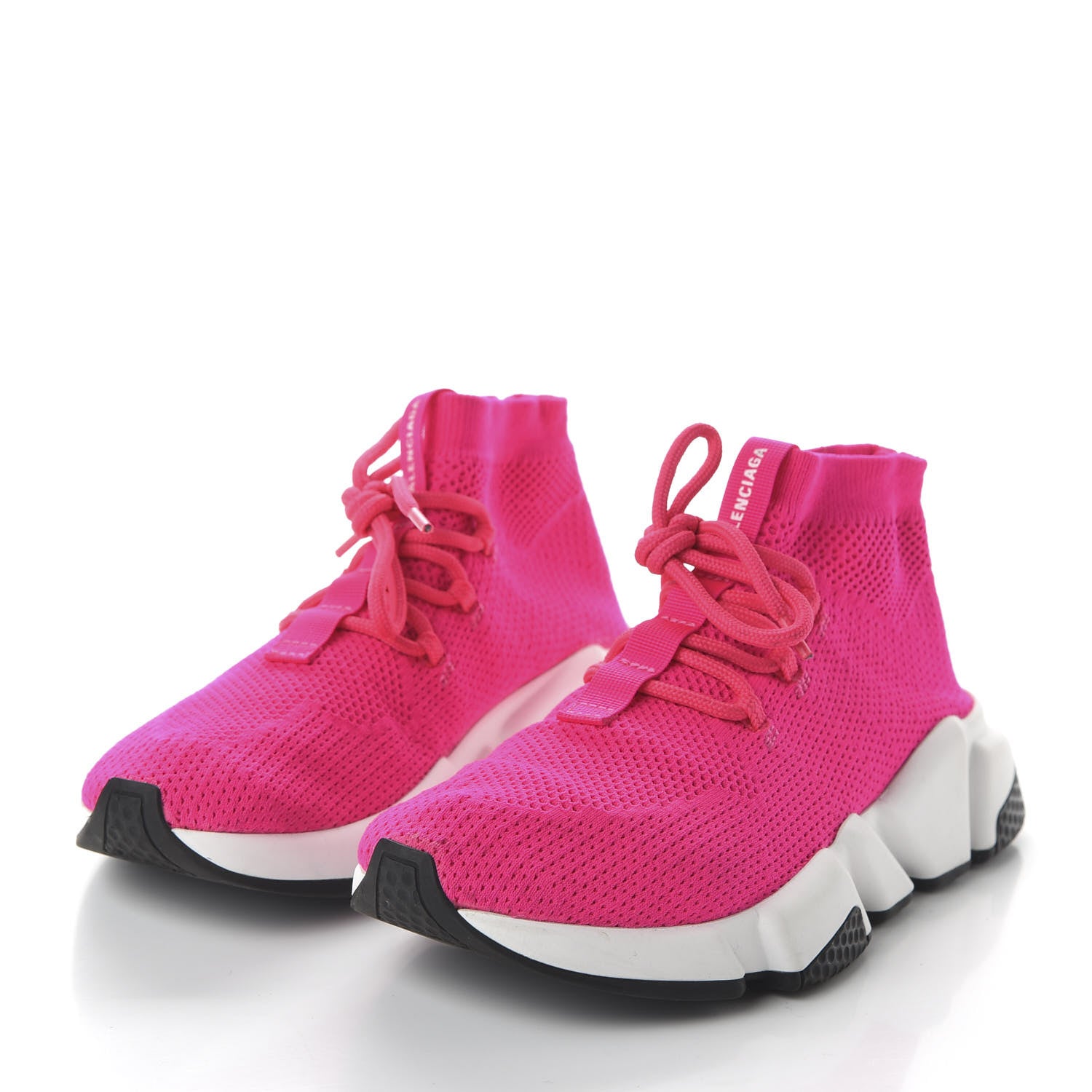 Balenciaga Knit Womens Speed Lace Up Sneakers 36 Rose Fluo 3 of 8