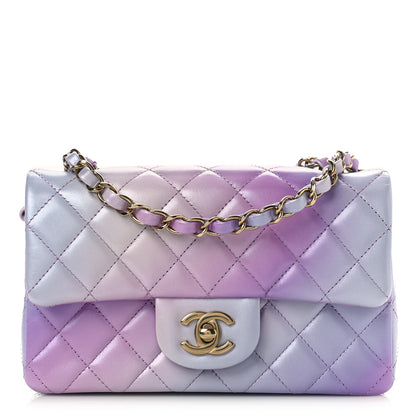 Chanel Calfskin Quilted Mini Cloudy Tie Dye Rectangular Flap Purple Blue Pink 1 of 10
