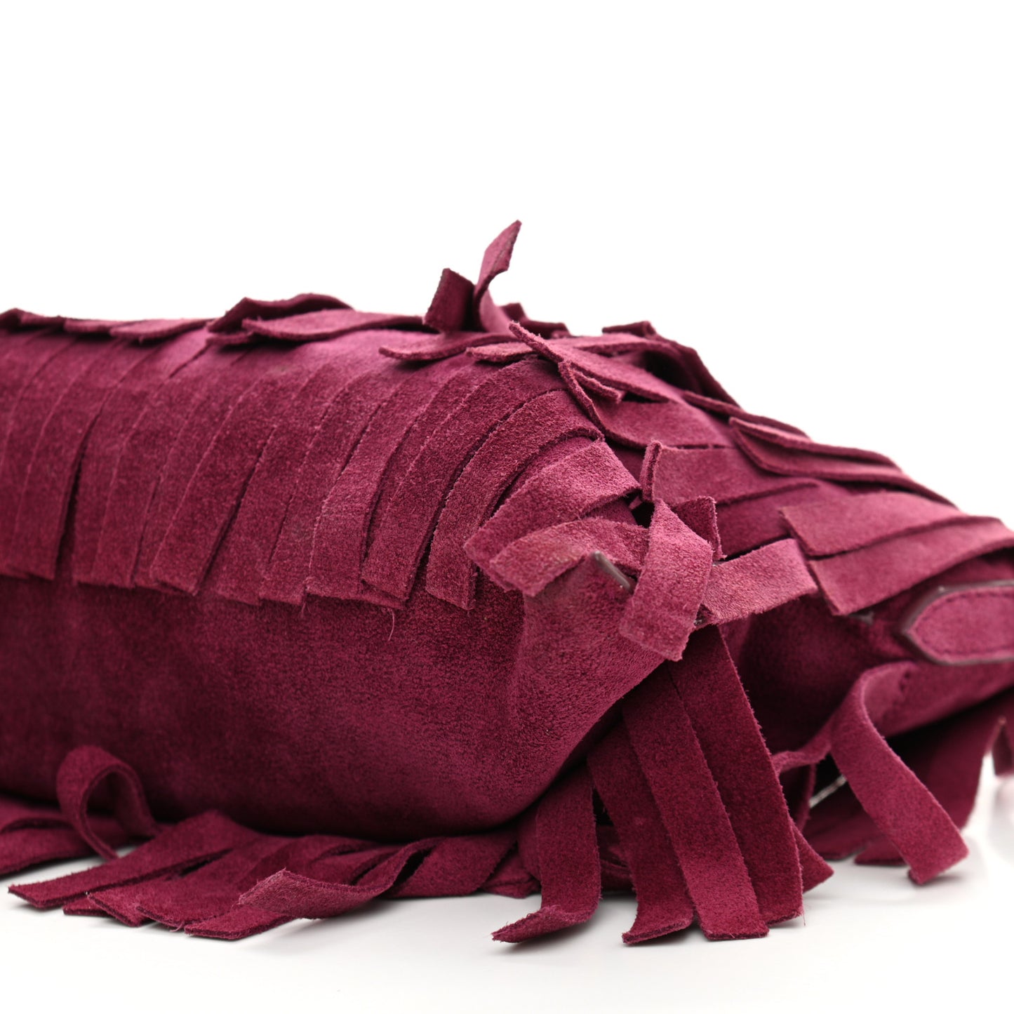 Suede Fringe Peyton Crossbody Clutch Bag Dark Plum