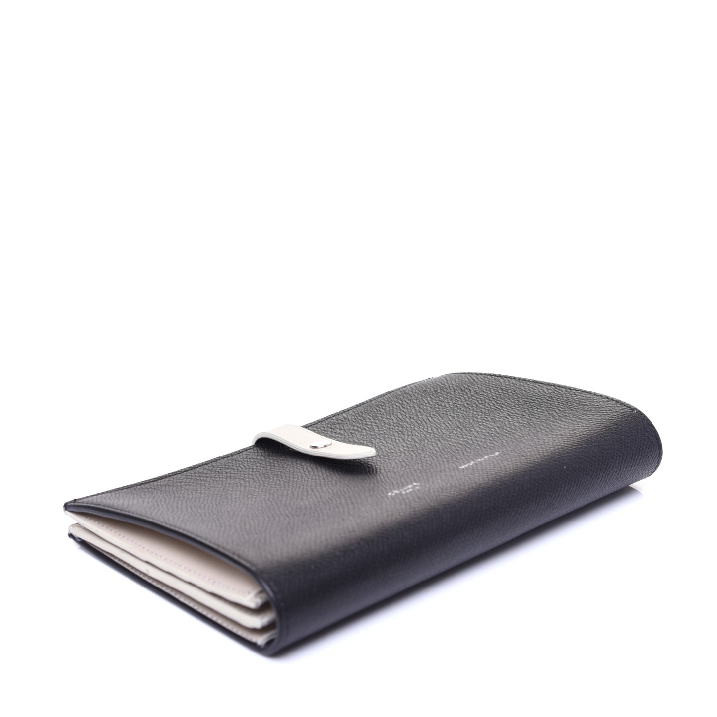 Grained Calfskin Large Multifunction Strap Wallet Black Chalk